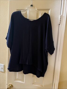 C&C California Over-Sized Navy Textured Dolman Tunic-Small